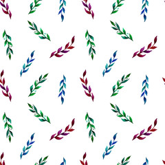 Seamless decorative pattern of watercolor multicolored twigs. Background of watercolor twigs for decorating and designing textiles, wrapping paper, packaging, dishes, notebooks