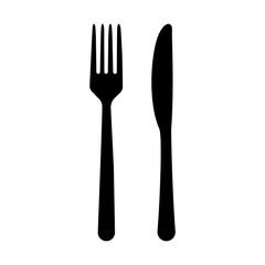 Fork and knife icon isolated on white background. Trendy tool design style