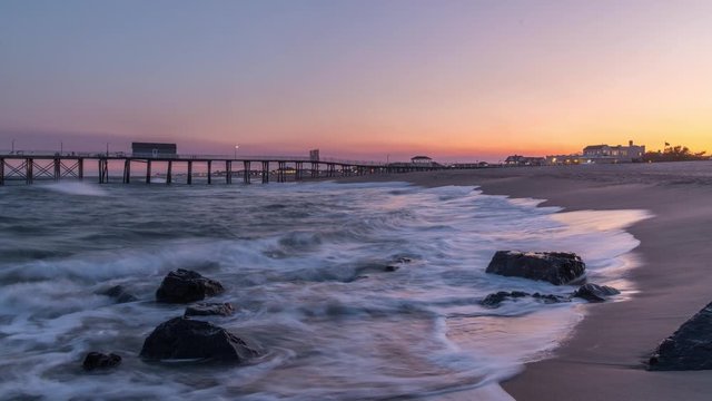 Belmar, New Jersey, Beach Sunset Timelapse Video with Waves