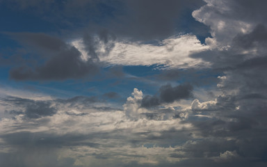 Blue sky and cloud clusters