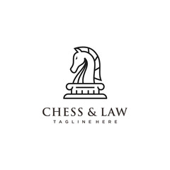 Line art Knight horse Chess and law logo design inspiration