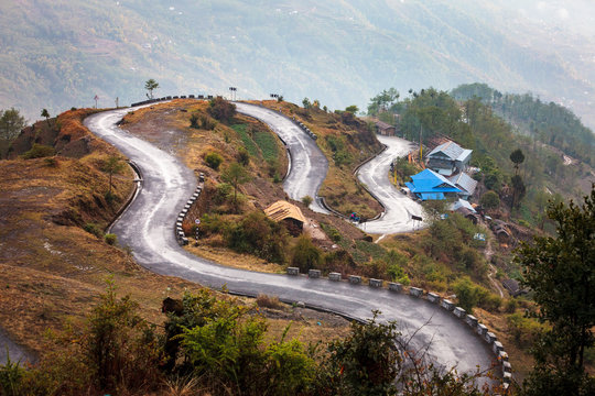Winding road, Phidim, Nepal