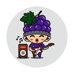 Grape fruit mascot cute characters activity illustration