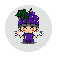 Grape fruit mascot cute characters activity illustration
