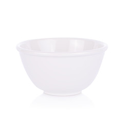 Empty ceramic bowl isolated on white background.