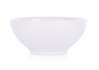 Empty ceramic bowl isolated on white background.