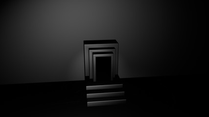 Black Stairs and door entrance and wall