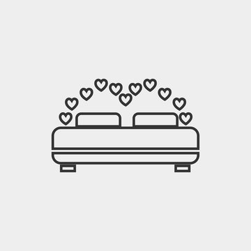 recommend clip art: love bed vector icon honey moon bed with hearts for valentine and couple