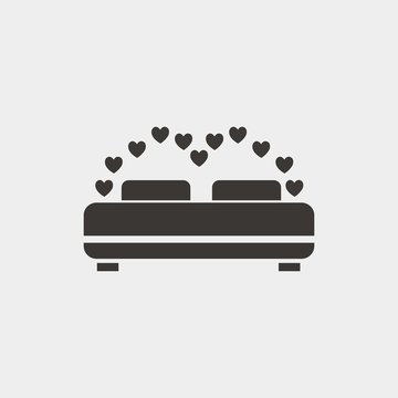 recommend clip art: love bed vector icon honey moon bed with hearts for valentine and couple