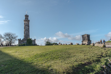 Fototapeta na wymiar Main tower in Calton Hill Edinburgh February 2020