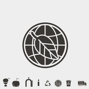 ecosystem leaf with globe vector icon illustration with free icons