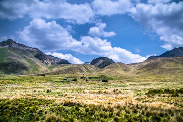 Beautiful landscapes on the road between Puno and Cosco , Peru.