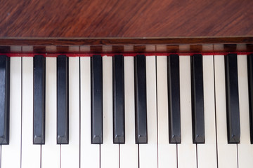 Piano keys background. Selective focus
