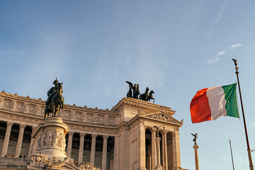 Fototapeta na wymiar Monument of Vittorio Emanuele II, Altare della Patria, on Venice Square in Rome, Italy.