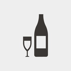 wine bottle and glass icon
