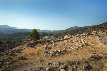 Mycenae - an archaeological site near Mykines in Argolis, Peloponnese, Greece. In the second millennium BC, Mycenae was one of the major centres of Greek civilization.