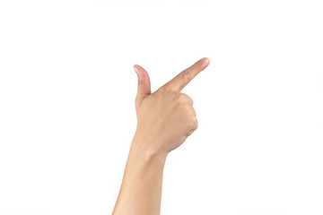 Asian back hand shows and counts 7 (seven) sign on finger on isolated white background. Clipping path
