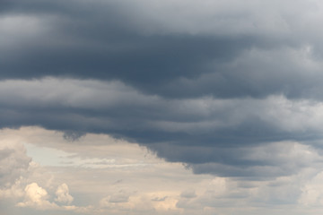 Cloudy sky with rain clouds.