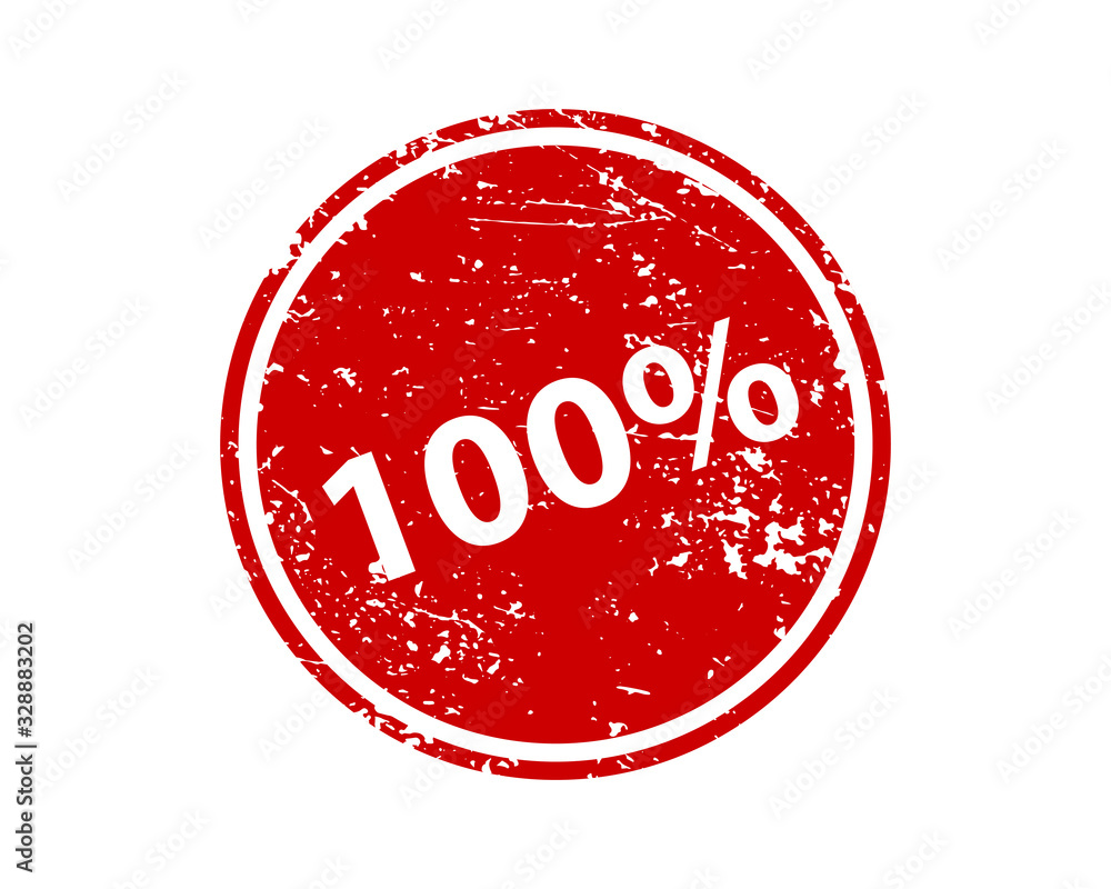 Aufkleber one hundred percent stamp vector texture. rubber cliche imprint. web or print design element for sig