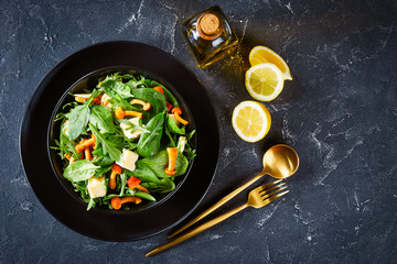 close-up of green fresh salad in a bowl
