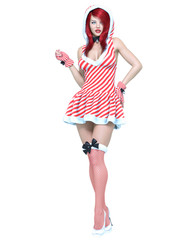 Young beautiful Santa girl.