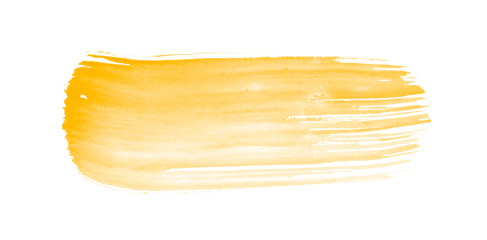 Yellow watercolor stroke isolated on white background