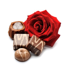 Rose and cchocolate candy.