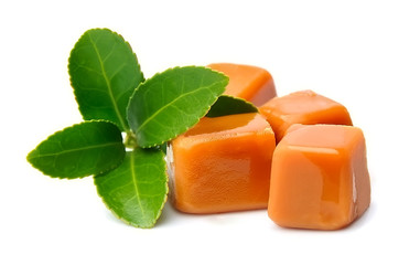 Stevia leaves and candy.