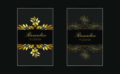 ramadan kareem celebration card with golden ornament vector illustration design