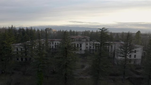 Scenic aerial view at gorgeous ruins of spa resort Tskaltubo, Georgia