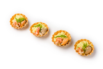 Seafood basket snack on a white background