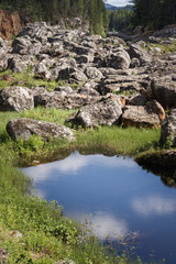 Rocks and remnants of a dry river at Döda Fallet in Sweden