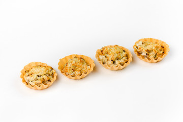 Snack basket to buffet on a white background