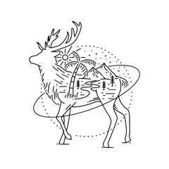 Fototapeta premium Deer and Beach Theme outdoor badge design