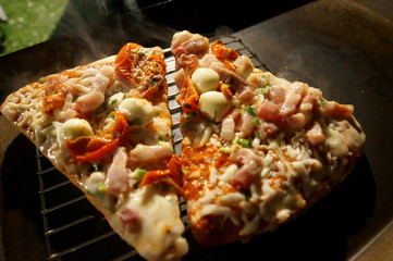 Cooking pizza with outdoor BBQ