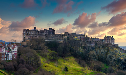 Edinburgh Castle daytime with blue sky and clouds © Mike To