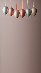 Decorated pearl easter eggs on a pink background. Minimal holiday concept. Happy easter background....