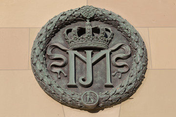 Close up of medallion at main gate of the Hofgarten (Court Garden)