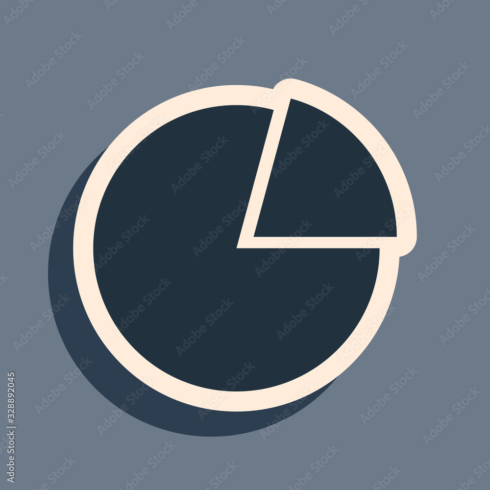 Poster black pie chart infographic icon isolated on grey background. presentation graph sign. diagram chart