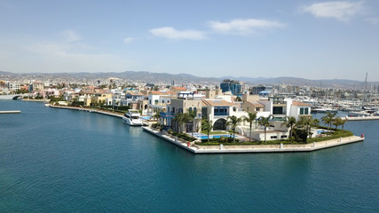 Naklejka na ściany i meble Aerial view of the new houses in marina, Limassol, Cyprus 2019