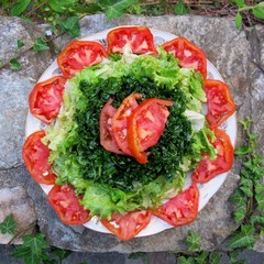 Amazing salad on the table.