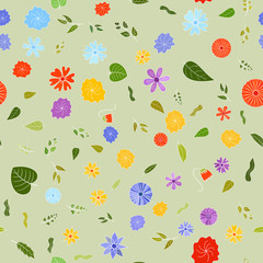 hand drawn vector floral seamless pattern