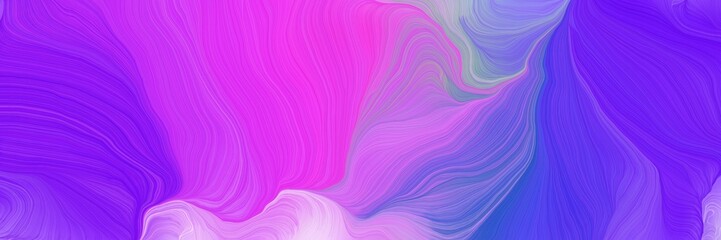 Fototapeta premium dynamic vibrant colored banner. smooth swirl waves background design with blue violet, orchid and medium purple color