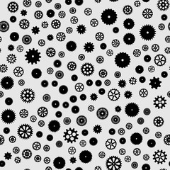 abstract vector black flat gears seamless pattern