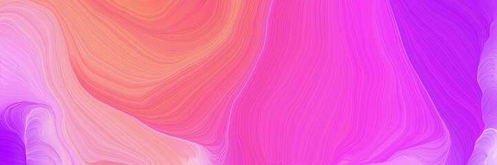 vibrant colored banner background with neon fuchsia, light coral and pastel magenta color. contemporary waves illustration