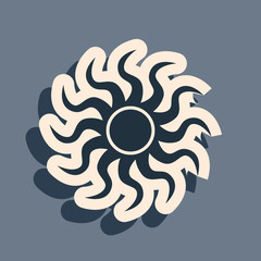 Black Sun icon isolated on grey background. Long shadow style. Vector Illustration