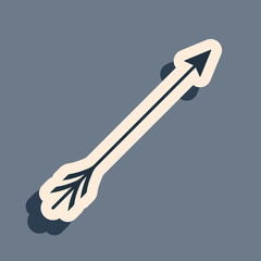 Black Hipster arrow icon isolated on grey background. Long shadow style. Vector Illustration