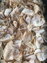 close up of pile of Deep Fried Taro at Local Shop, Phatthalung, Thailand