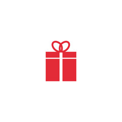 The icon of the gift. Icon for a holiday. Red on a white background.