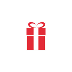 The icon of the gift. Icon for a holiday. Red on a white background.